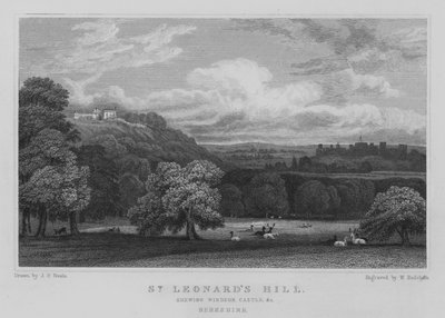 St Leonard's Hill, Windsor Şatosu, vb., Berkshire (gravür) by John Preston Neale