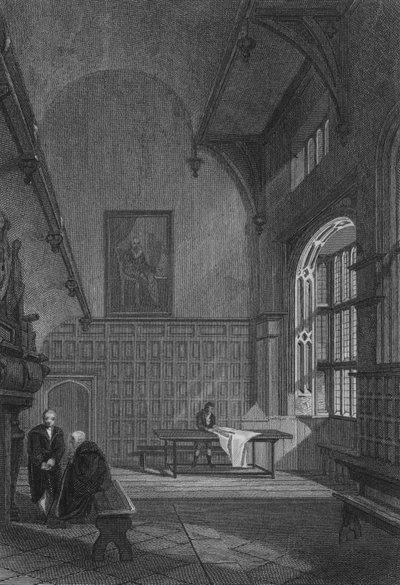 Charter House, Büyük Salonun İçi (gravür) by John Preston Neale