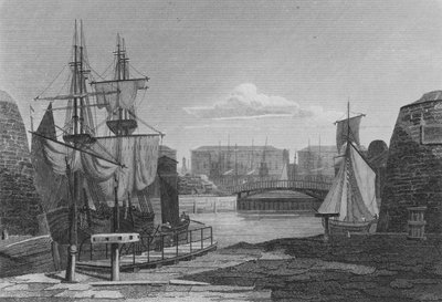 Londra Rıhtımı Girişi (gravür) by John Preston Neale