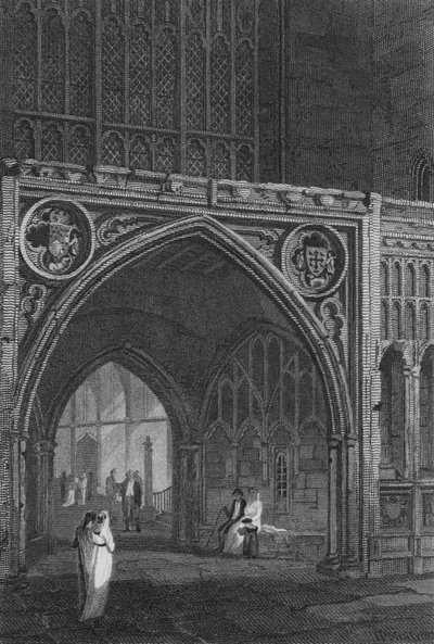 Westminster Hall, Doğu Girişi (gravür) by John Preston Neale