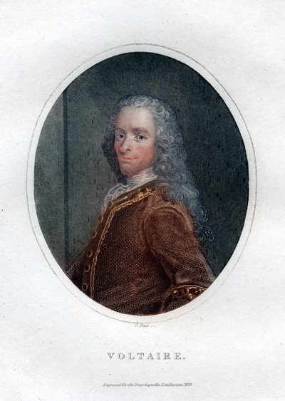 François Marie Arouet Voltaire, 18. yüzyıl Fransız yazar ve hiciv yazarı, 1828. by J. Pass