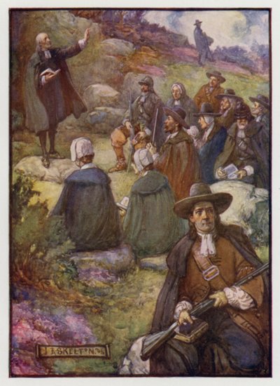 17. Yüzyıl İskoç Sözleşmeleri toplantısı sırasında silahlı nöbetçiler nöbet tutuyor by J. R. Skelton