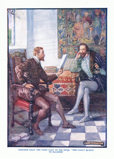 Spenser, İngiliz Edebiyatı pub.by'den The Faery Queen to Raleigh adlı kitabının ilk bölümünü okudu. TC & EC Jack, c.1920 by J. R. Skelton