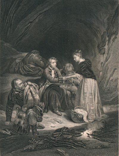 Şa. Edward The Pretender ve Flora Macdonald, 19. yüzyılın ortalarında. by J. Rogers