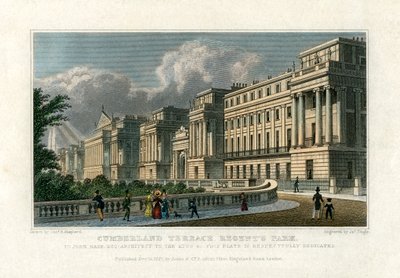 Cumberland Teras, Regents Park, Londra, 1827 by J. Tingle