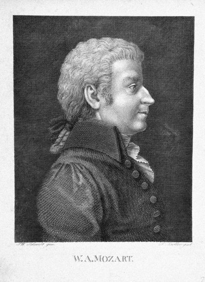 Wolfgang Amadeus Mozart, yaklaşık 1825 by J. W. Schmidt