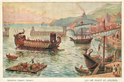 Antik Roma limanı ve gemileri (renkli taş) by J. Williamson