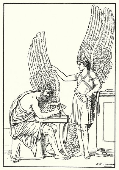 Daedalus ve Icarus, bir kısmadan, Roma (litho) by J. Williamson