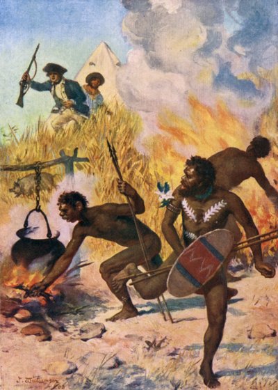 Rüzgara doğru bir devre yaparak çimenleri ateşe verdiler by J. Williamson