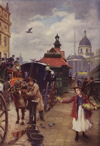 Taksici ve atı (renkli taş) by J. Williamson