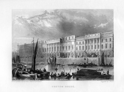 Custom House, Londra, 19. yüzyıl. by J. Woods