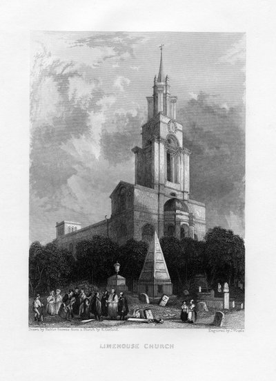 Limehouse Kilisesi, Londra, 19. yüzyıl. by J. Woods