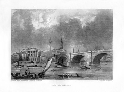 Londra Köprüsü, Londra, 19. yüzyıl. by J. Woods