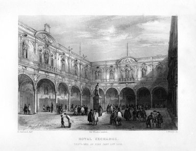 Kraliyet Borsası, Londra, 19. yüzyıl. by J. Woods