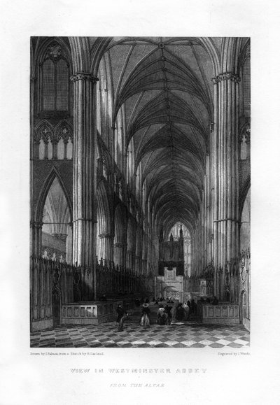 Sunaktan Westminster Abbey, Londra, 19. yüzyıl. by J. Woods