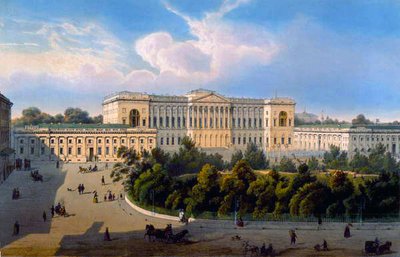 Grandük Mikhail Sarayı, Schmidt ve Chevalier tarafından basılan Meydandan Görünüm, Lemercier, Paris, 1850