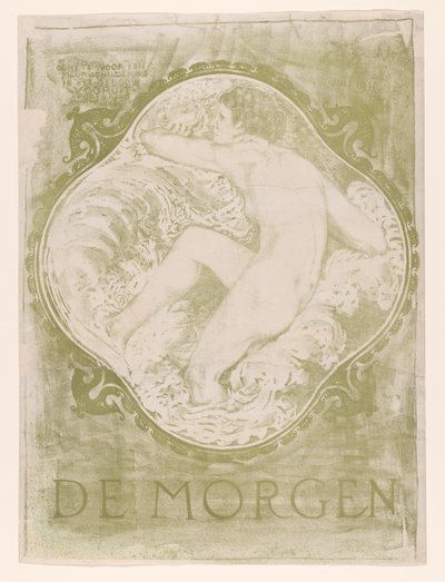 Dalgalarda çıplak kadın De Morgen / Sketch, binada bir duvar resmi için Vooruit Purmerend mimar JJP Oud. (nesne üzerindeki başlık) by Jac Jongert