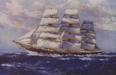 Yelkenli gemi Taranaki (renkli taş) by Jack (after) Spurling
