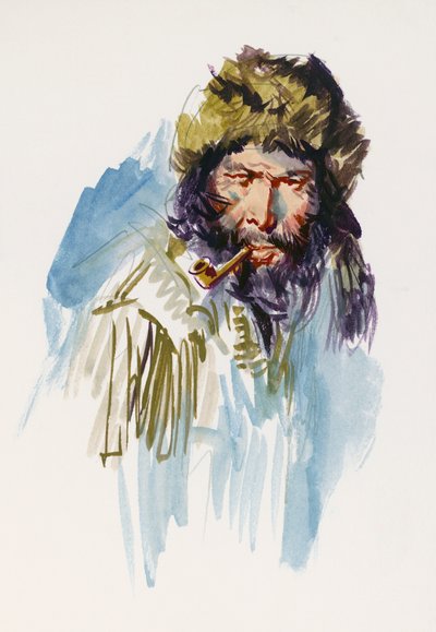 Jack London'ın (1876-1916) macera romanı Call of Wild için resim, çizim by Jack London