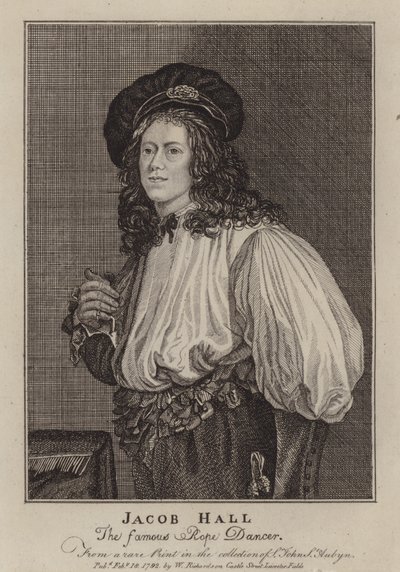 Jacob Hall, İngiliz ip dansçısı ve akrobat Kral II. Charles döneminde aktif (gravür) by Jacob (after) Van Oost the Younger