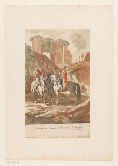 Kaptanların her gece istişareleri Consilium summis de rebus habebant (nesne üzerindeki başlık) by Jacob Andreas Fridrich (I)