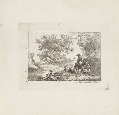 sürüsü ile at sırtında çoban by Jacob Elias van Varelen