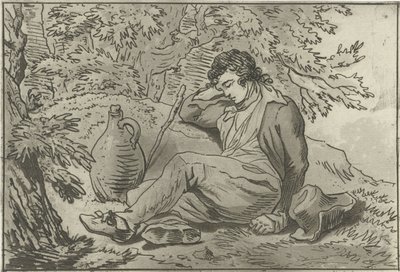Bir sürahi yanında oturan genç adam by Jacob Ernst Marcus