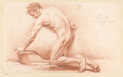 Diz çökmüş çıplak erkek, yandan görünüş (2. ödül 1797) by Jacob Ernst Marcus