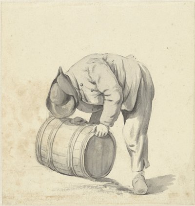 Adam bir varil kaldırmak için eğilir by Jacob Ernst Marcus