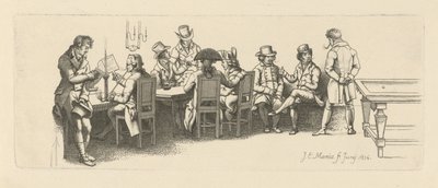 Bilardo salonu olan kahvehanedeki erkekler, 1814 by Jacob Ernst Marcus