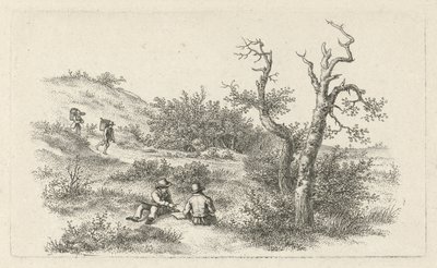 Bir kumul manzarasında çizerler Çalışma baskıları / Etudes mezarları (seri başlığı) by Jacob Ernst Marcus