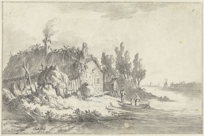 Bir nehir üzerinde harap çiftlik evi by Jacob Ernst Marcus
