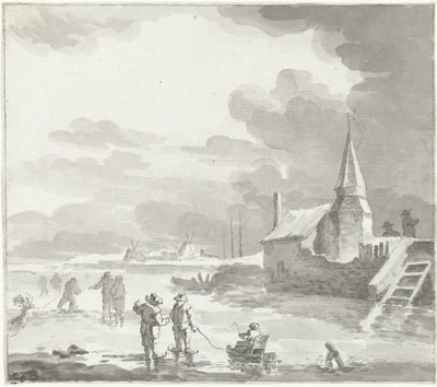 Buz patencileri ile kış manzarası by Jacob Ernst Marcus