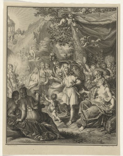 Telemachus ve Telemachus'un Minerva Maceraları ile alegorik temsili (seri başlığı) by Jacob Folkema