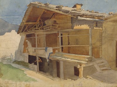 Çiftlik Evi Yapım Aşamasında, 1829 (kalem-mürekkep ve kağıt üzerine wc) by Jacob Gensler