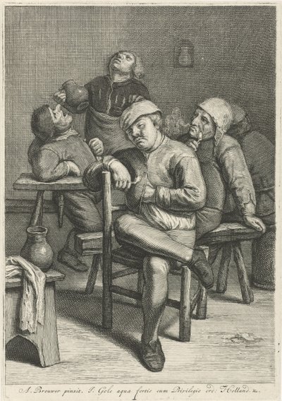 Sigara içen köylülerle han sahnesi by Jacob Gole