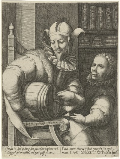 Şarap fıçısı ile şakacı by Jacob Goltzius (II)