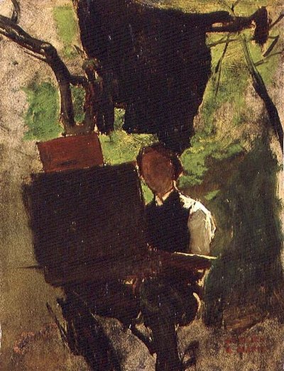 Sanatçı iş başında (kağıt üzerine yağlı boya) by Jacob Henricus or Hendricus Maris