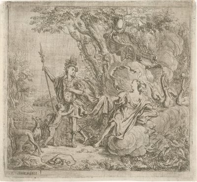 Venüs, Adonis'in avlanmasını durdurmaya çalışıyor by Jacob Herreyns (I)