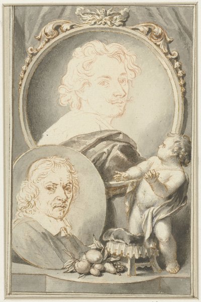 Anton van Dyck ve Jacob de Bray'in portreleri by Jacob Houbraken