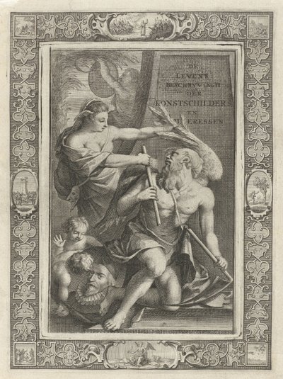 Hayal Gücü Baba Zamanı Evcilleştiriyor Başlık sayfası: J.C. weyerman. Hollandalı sanat ressamlarının ve sanat ressamlarının yaşam tasvirleri, 1729 by Jacob Houbraken