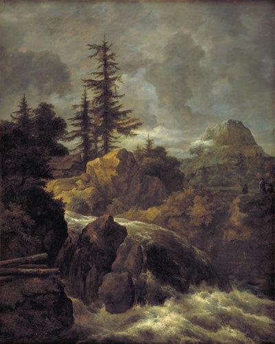Şelale ve Kulübe ile Manzara by Jacob van Ruisdael