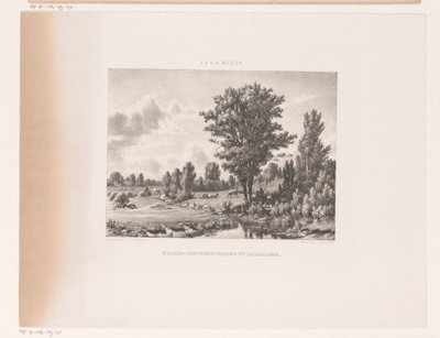 İnekler ve dinlenme çobanı ile manzara by Jacob Jan van der Maaten