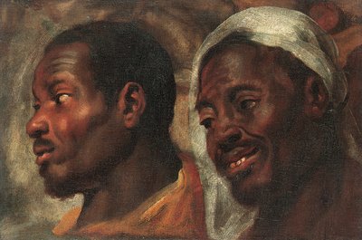 İki Afrikalı adamın kafa çalışmaları (tuval üzerine yağlıboya) by Jacob Jordaens
