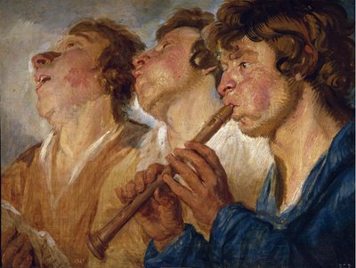 üç sokak çalgıcısı by Jacob Jordaens