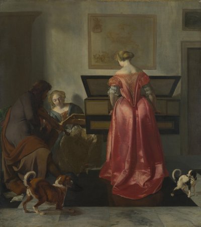İki Kadın ve Bir Adam Müzik Yapıyor, 1675 civarı by Jacob Lucasz. Ochtervelt