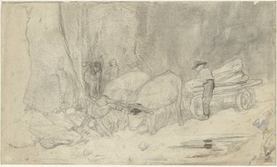 Dağ yolunda öküz arabası by Jacob Maris