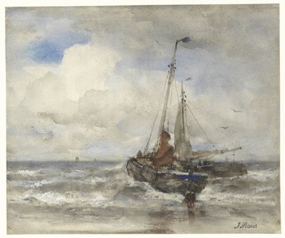 Sahilde iki balıkçı teknesi by Jacob Maris