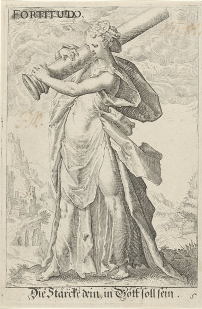 Kracht (Güç) Cesaret (nesne üzerindeki başlık) by Jacob Matham (attributed to)