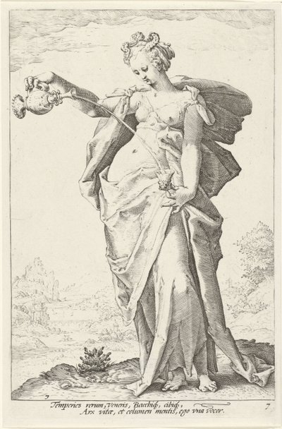 Matigheid (Temperance) De deugden (dizi adı) by Jacob Matham (attributed to)